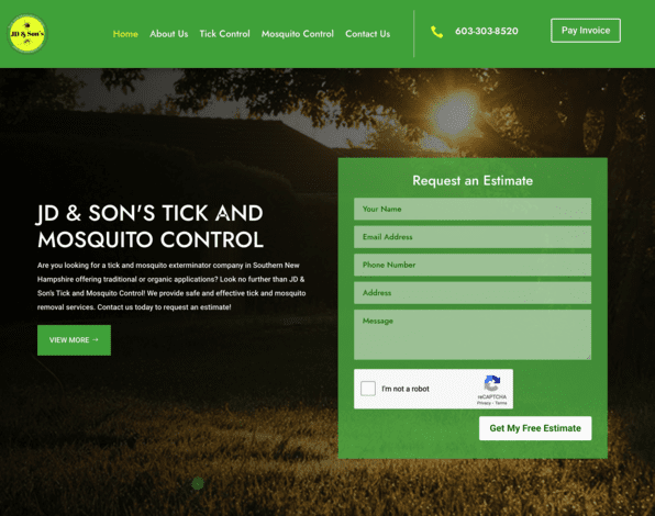 Pest control website home page