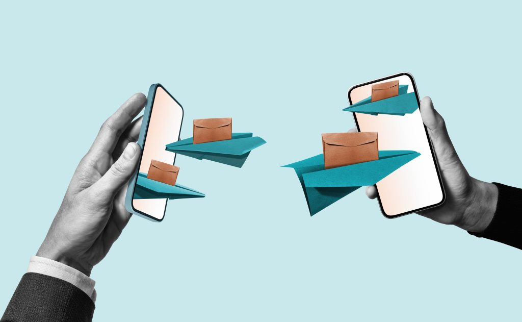 Digital marketing concept showing email communication and audience engagement online